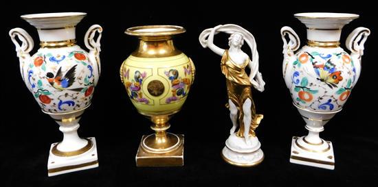 Appraisal: Fine porcelain with gilded accents four pieces including Capodimonte standing