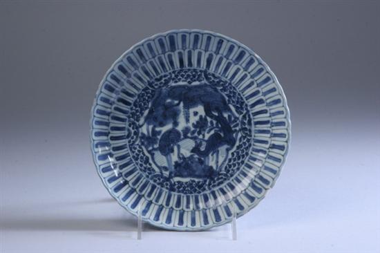 Appraisal: CHINESE BLUE AND WHITE PORCELAIN PLATE Ming dynasty Wanli period