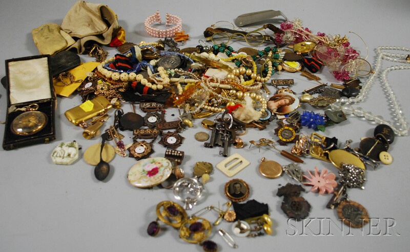 Appraisal: Group of Assorted Costume Jewelry and Medals including several pocket