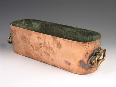 Appraisal: A th century copper oblong planter with side handles the