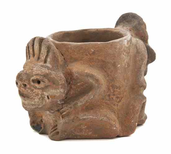 Appraisal: A Figural Pottery Bowl with opposing decoration Width inches