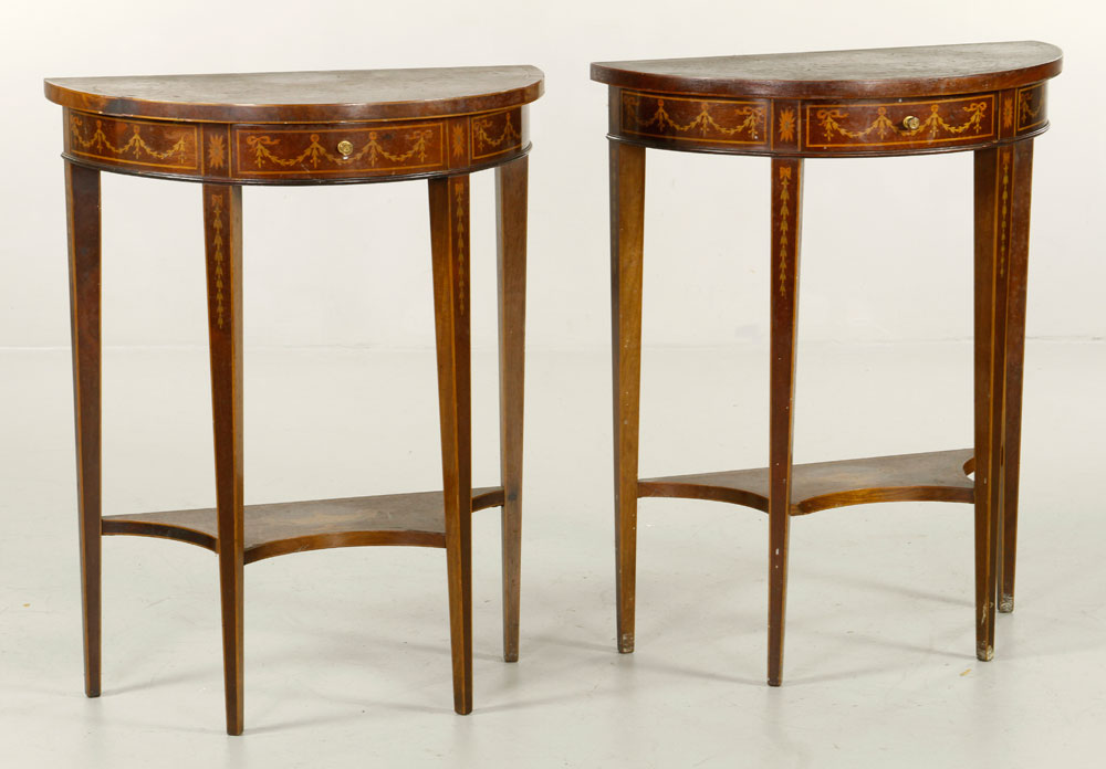 Appraisal: - Pr th C Mahogany Tables Pair of early th