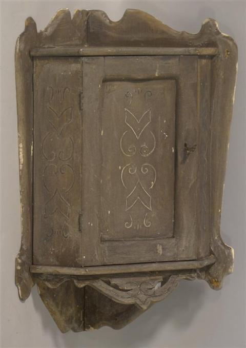 Appraisal: EUROPEAN PAINTED SMALL HANGING CORNER CUPBOARD