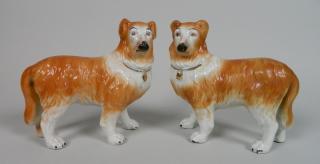 Appraisal: Pair of Staffordshire figurines of Collies unmarked wear and crazing