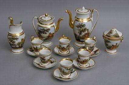 Appraisal: PARIS PORCELAIN SIXTEEN-PIECE COFFEE SERVICE Comprising graduated pots creamer covered