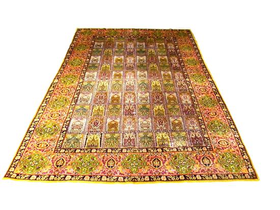 Appraisal: Modern Baktieri Garden design carpet block pattern rose green and