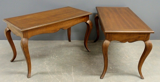 Appraisal: - Pair of French Provincial style fruitwood consoles labeled Baker