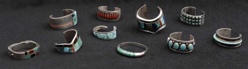 Appraisal: TEN ASSORTED BRACELETS Comprising silver coral lapis lazuli turquoise onyx