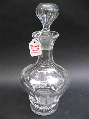 Appraisal: ENGLISH HEAVY CUT CRYSTAL WINE DECANTER bulbous-form on pedestal base