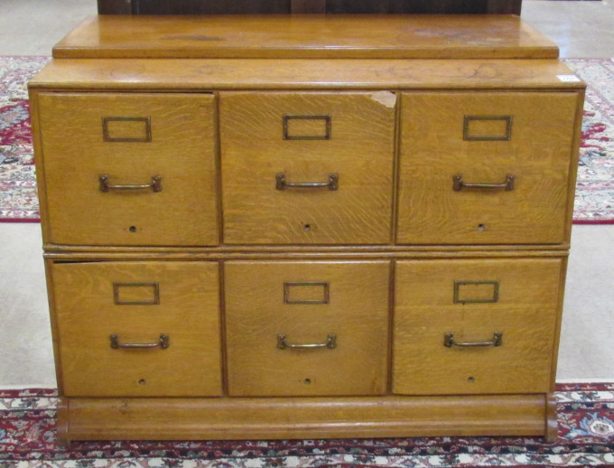 Appraisal: SIX-DRAWER FILE CABINET American c in two stacking sections each