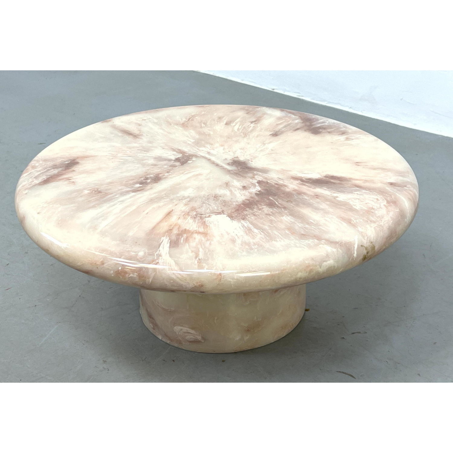 Appraisal: Low Faux Marble Resin Round Coffee Table high Dimensions H