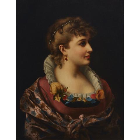 Appraisal: Adele Riche - PORTRAIT OF A LADY BUST LENGTH IN