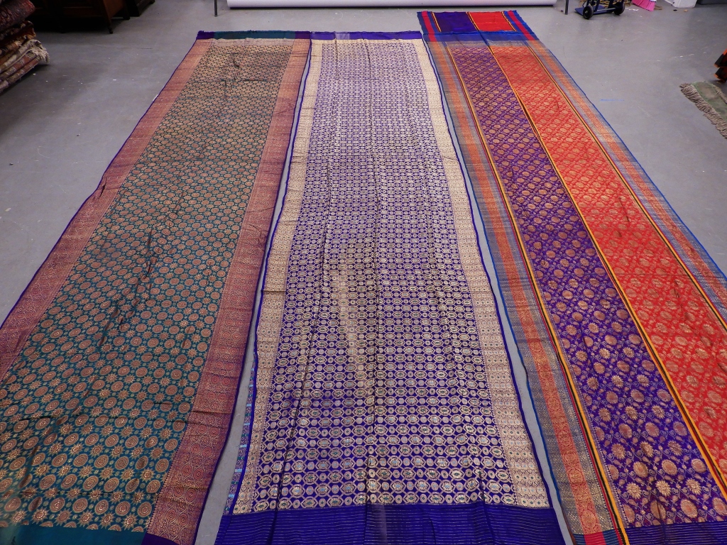 Appraisal: INDIAN CEREMONIAL SARI SILK GOLD THREAD TEXTILES India th CenturyThree