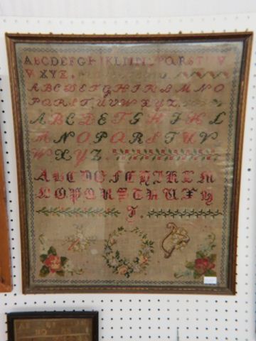 Appraisal: Sampler Alphabet Floral colorful approx x