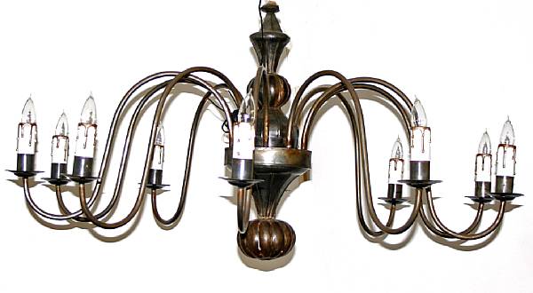 Appraisal: A Continental Dutch Baroque style pewter ten-light chandelier height inches