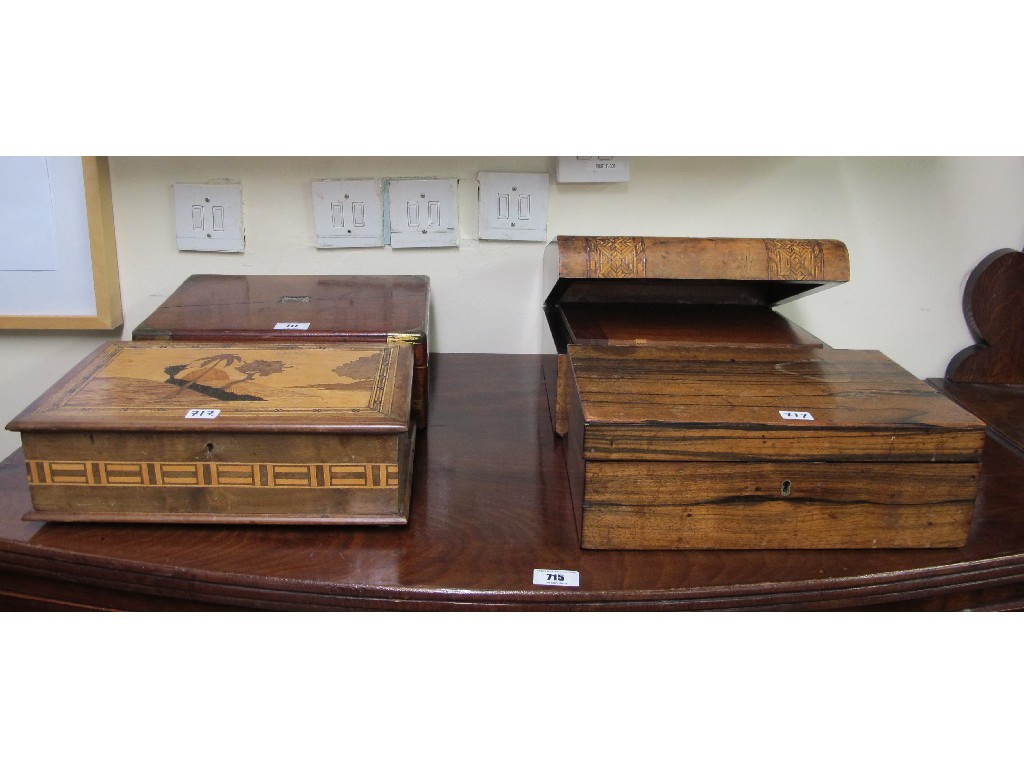 Appraisal: Victorian walnut and marquetry inlaid lap desk a rosewood box