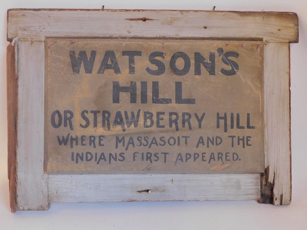 Appraisal: WATSONS HILL PLYMOUTH SIGN Antique double-sided wood sign WATSONS HILL