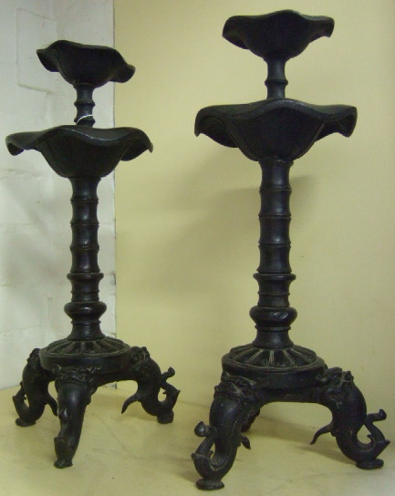 Appraisal: A pair of Chinese bronze altar candlesticks th century each