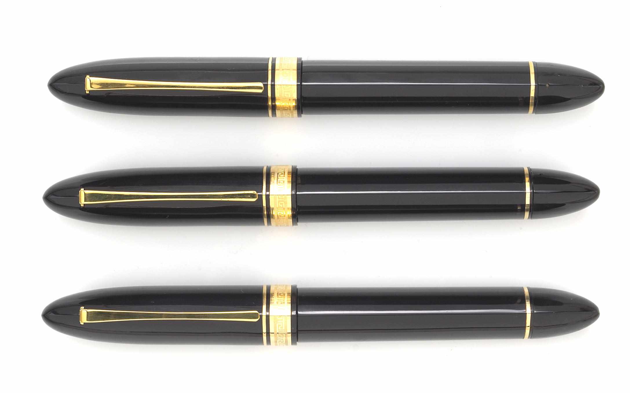 Appraisal: OMAS Collection Oversize black resin fountain pen rollerball and ballpoint