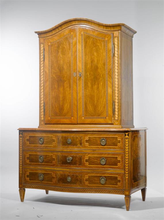 Appraisal: CABINET-ON-CHEST Louis XVI Bern Walnut burled walnut and fruitwood marquetery