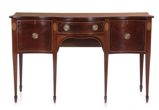 Appraisal: George III style inlaid mahogany serpentine sideboard circa case with