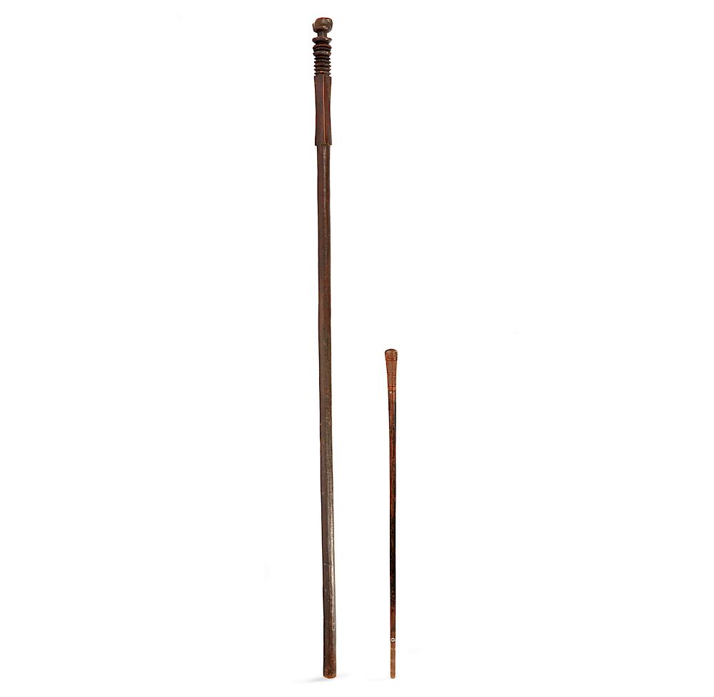 Appraisal: Zaramo staff Tanzania and an African Walking Stick Lot of