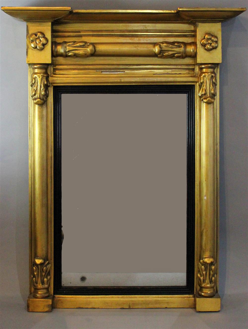 Appraisal: CLASSICAL STYLE EBONIZED AND GOLD PAINTED MIRROR