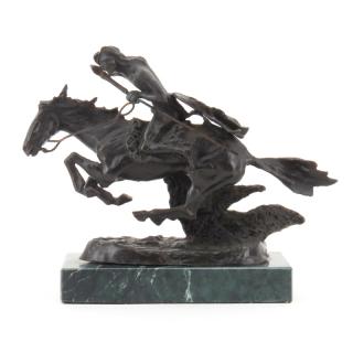 Appraisal: After Frederic Remington American - Cheyenne Bronze Sculpture on Marble