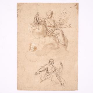 Appraisal: Attr Antonio Da Correggio -sided study drawing Attributed to Antionio