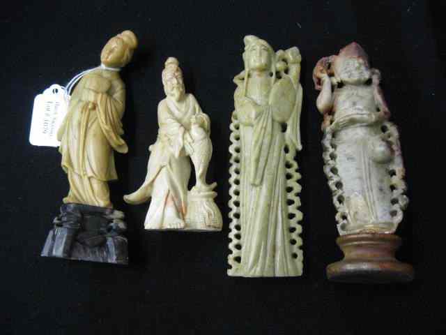 Appraisal: pcs Chinese Carved Soapstone Figures immortals ladies - '' to