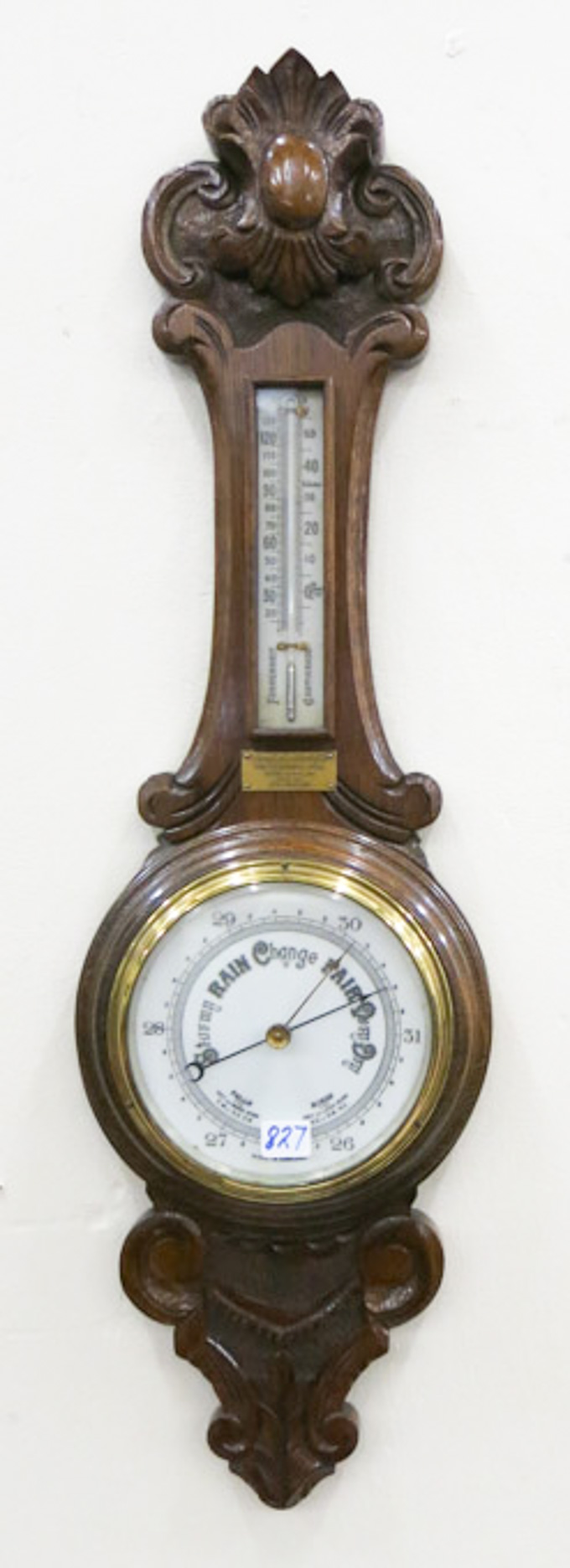 Appraisal: CARVED OAK BANJO BAROMETER English late th century the oak