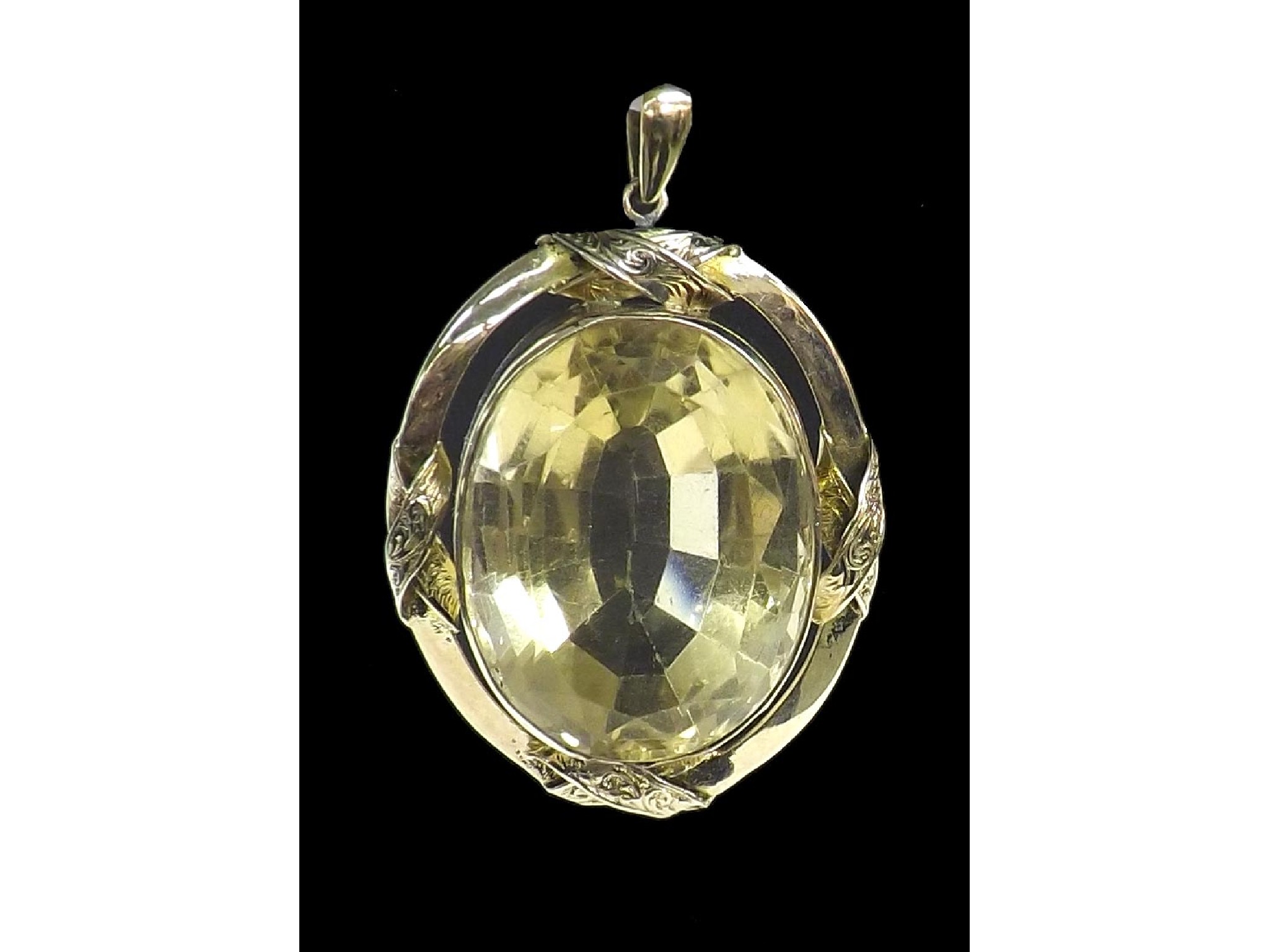 Appraisal: Gold mounted oval faceted citrine pendant gm mm x mm