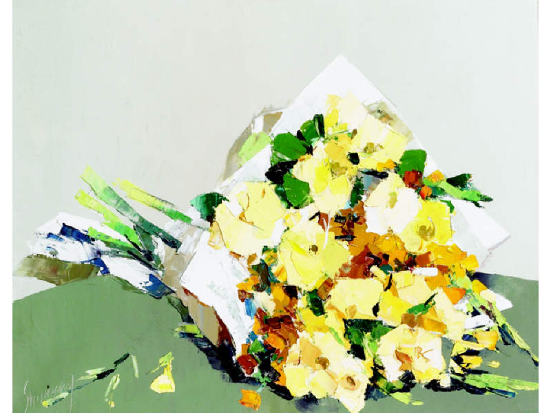 Appraisal: ANDREW SHUNNEY AMERICAN - BOUQUET IN YELLOW oil on canvas