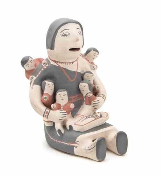 Appraisal: A Cochiti Storyteller having five children in front and two