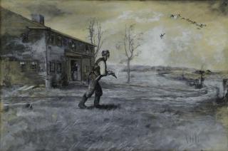 Appraisal: MASON Roy Gouache on Paper Duck Hunter i Landscape Signed