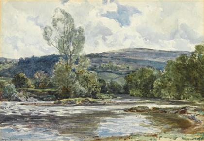 Appraisal: SIR HERBERT EDWIN PELHAM HUGHES-STANTON british - LANDSCAPE WITH RIVER