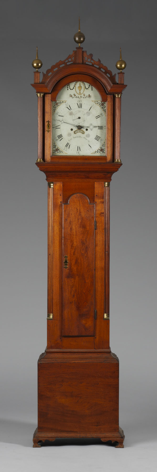 Appraisal: Ezra Batchelder Tall Case Clock Danvers Mass Chippendale Butternut case