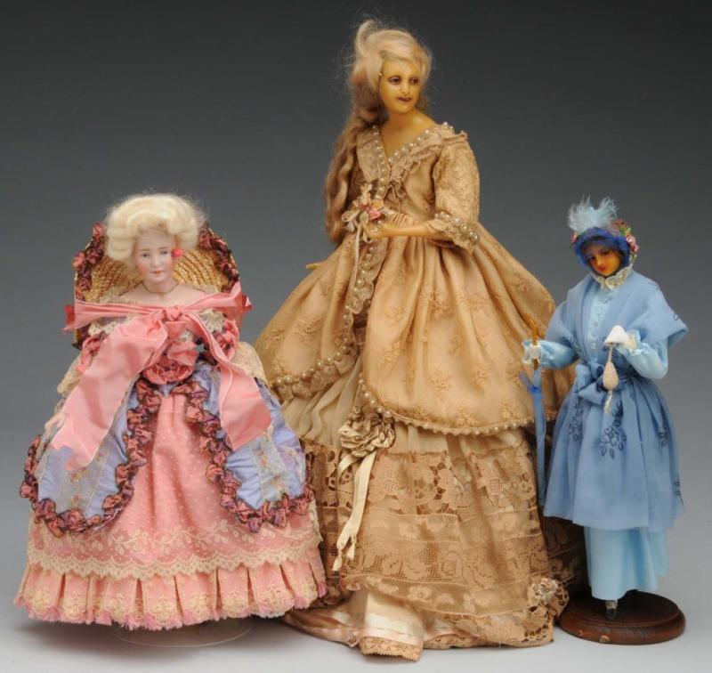 Appraisal: Lot of Lady Dolls Description Germany Ca s Lampshade doll