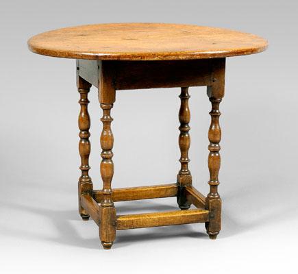 Appraisal: Fine New England stretcher-base tavern table pine ash maple and