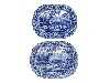 Appraisal: A GRADUATED PAIR OF SWANSEA BLUE PRINTED EARTHENWARE LADIES OF