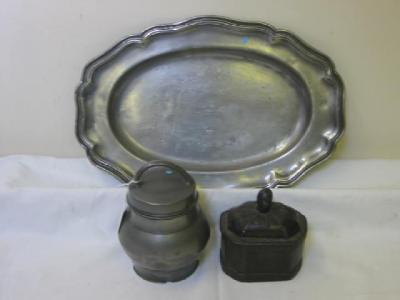 Appraisal: A FRENCH PEWTER MEAT DISH of serpentine oval form with