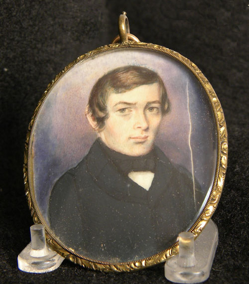 Appraisal: Miniature watercolor on ivory portrait of a gentleman early th