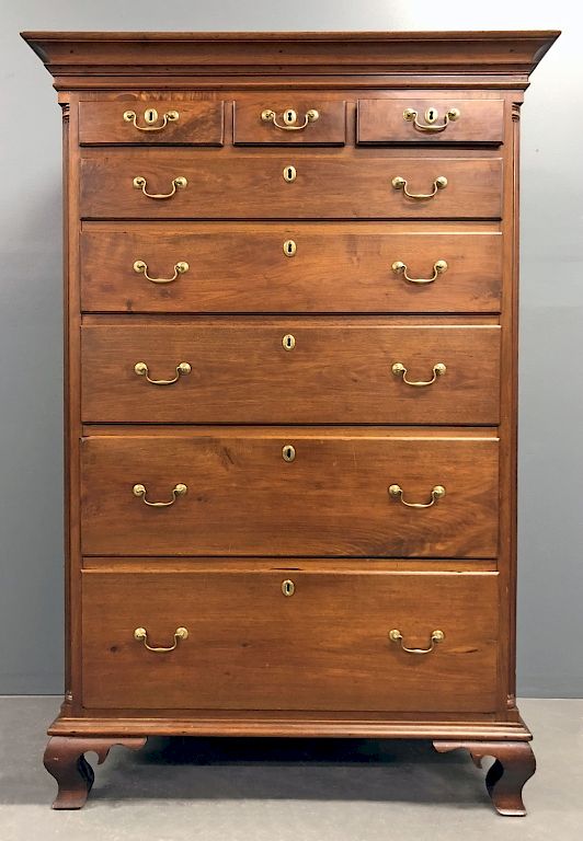 Appraisal: Pennsylvania Chippendale Walnut Tall Chest Pennsylvania Chippendale walnut tall chest