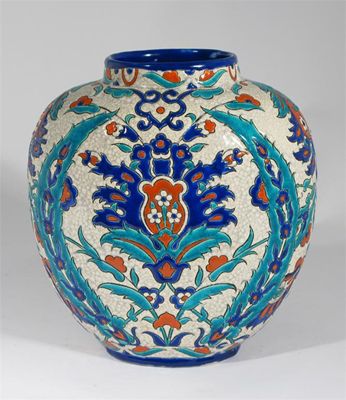 Appraisal: A Boch Freres earthenware vase enamelled in colours on a