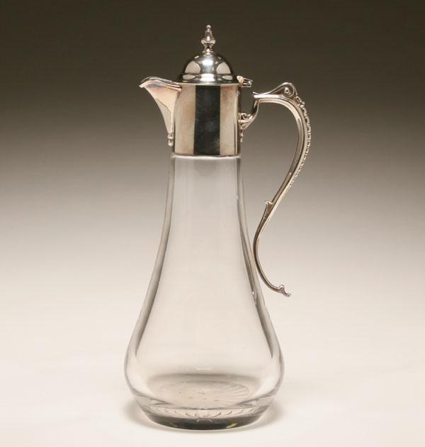 Appraisal: Sheffield sterling mounted glass claret jug Marks for C J