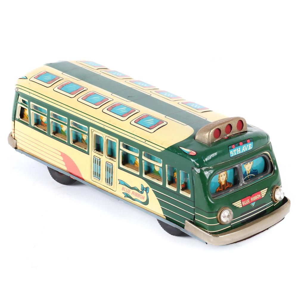 Appraisal: JAPAN TIN FRICTION BLUE RIBBON BUS WITH BAT OP ELECTRIC