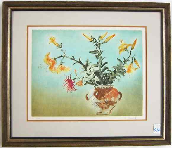 Appraisal: KAIKO MOTI ETCHING AND AQUATINT Bombay Paris - Flowers in