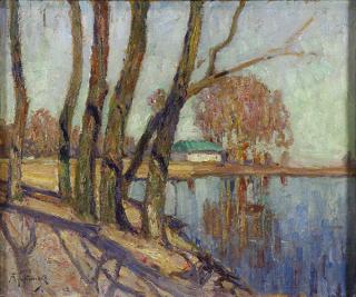 Appraisal: Michail Stiepanovitch Tkatchenko Russian - Reflections on a Lake oil