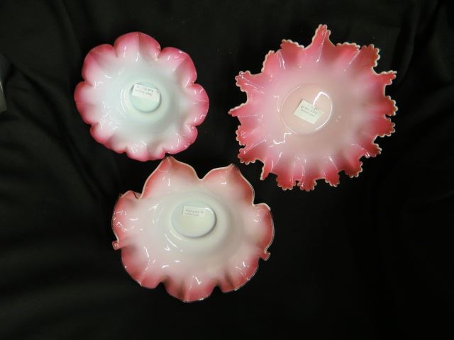 Appraisal: Victorian Cranberry Opalescent Bowls to excellent