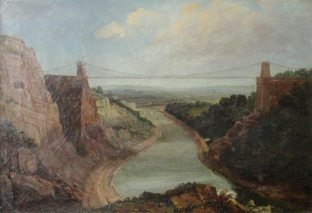 Appraisal: JOHN SYER ENGLISH - CLIFTON SUSPENSION BRIDGE Oil on canvas